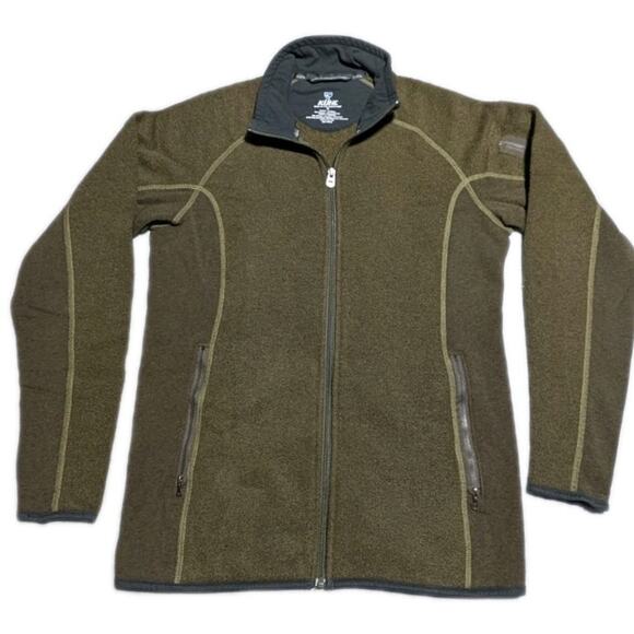 Kuhl Alfpaca Kashmira Full Zip Jacket Men’s Small Olive Brown Fleece Lined - Picture 2 of 12